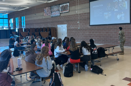 Air Force Master Sgt. Miller inspires Rock Canyon High School female athletes to soar in their careers